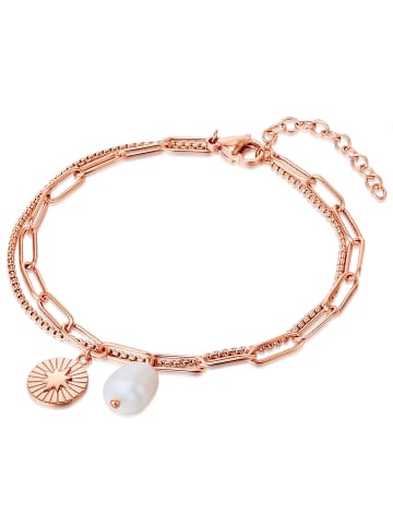 Valero Pearls Armband Edelstahl roségold Süßwasser-Zuchtperle weiß in roségold