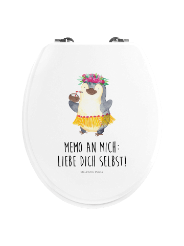 Mr. & Mrs. Panda Motiv WC Sitz Pinguin Kokosnuss mit Spruch in Weiß