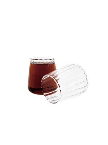 Almina 2er-Set Gläser "Luana Corta" - 350 ml im Relief-Design in Transparent