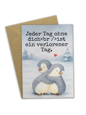 Mr. & Mrs. Panda babykarte Pinguine Kuscheln Design mit Spruch in Weiß