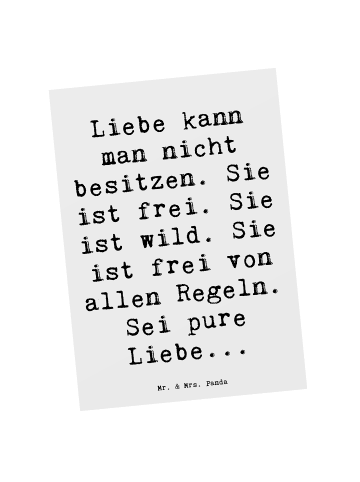 Mr. & Mrs. Panda Postkarte Spruch Liebe und Freiheit mit Spruch in Weiß