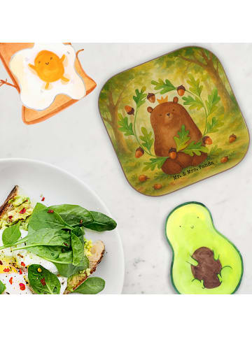 Mr. & Mrs. Panda Holzuntersetzer Bär König Design ohne Spruch in Weiß