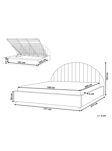 Beliani Doppelbett CHADENET in Weiß - (W) 171 x (H) 102 x (L) 215 cm