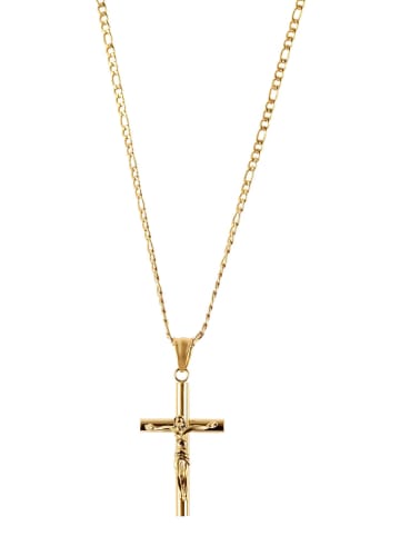 Adeliás Herren Halskette mit Anhänger – Kreuz aus Edelstahl in gold