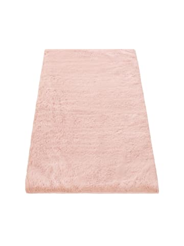 KADIMA DESIGN Hochflor Teppich Badezimmer waschmaschinenwaschbar Unifarben in Rosa