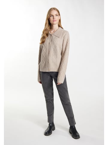DreiMaster Damen Strickjacke in Beige Braun Melange