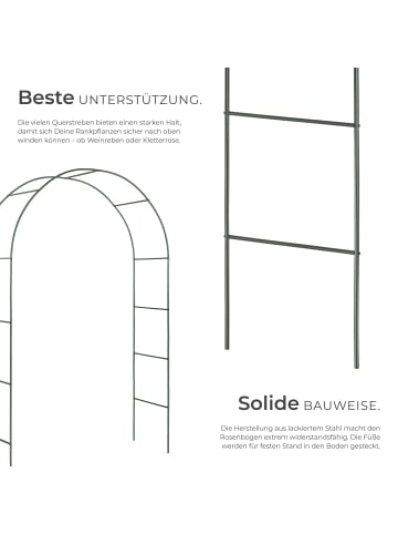 tectake 2er-Set Rosenbogen  140 x 40 x 240 cm, grün