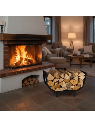 relaxdays Kaminholzregal in Schwarz - (B)65 x (H)35 x (T)21 cm