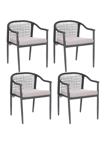 Beliani 8er-Set Gartenstuhl OZZERO in Schwarz/Beige