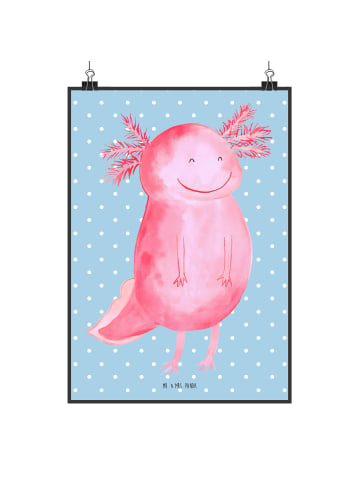 Mr. & Mrs. Panda Poster Axolotl Glücklich ohne Spruch in Blau Pastell
