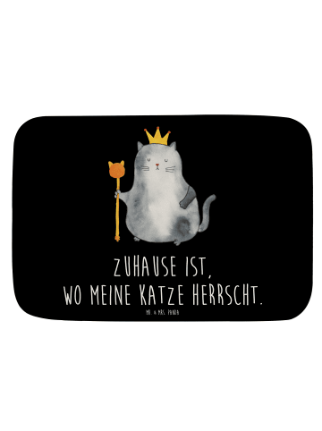 Mr. & Mrs. Panda Badeteppich Katze König mit Spruch in Schwarz
