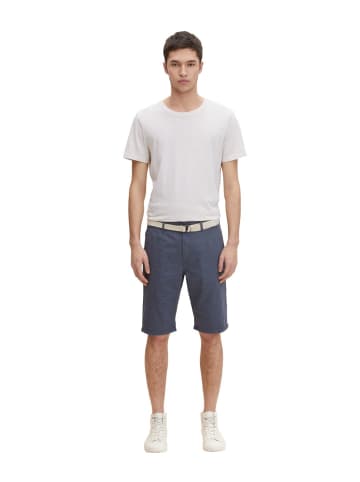 TOM TAILOR Denim Short YARN DYED MIT GÜRTEL slim in Blau