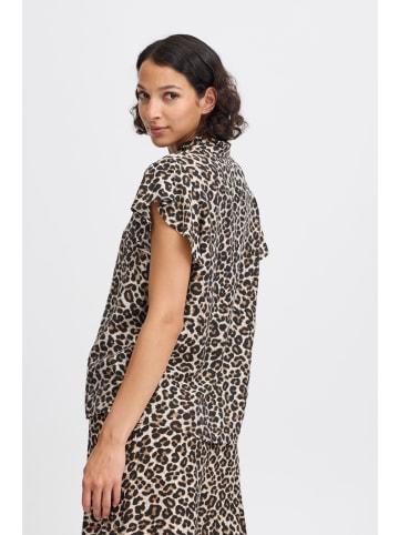 b.young Kurzarmbluse BYHINVA LEOPARD BLOUSE 2 - 20816143 modische Kurzarmbluse im Leo-Style in Braun