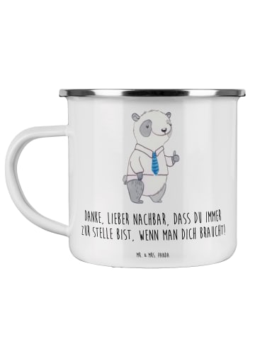 Mr. & Mrs. Panda Emaillebecher Danke Nachbar mit Spruch in Weiß