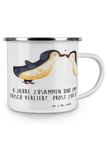 Mr. & Mrs. Panda Teetasse 8. Hochzeitstag Blechhochzeit mit Spruch in Weiß