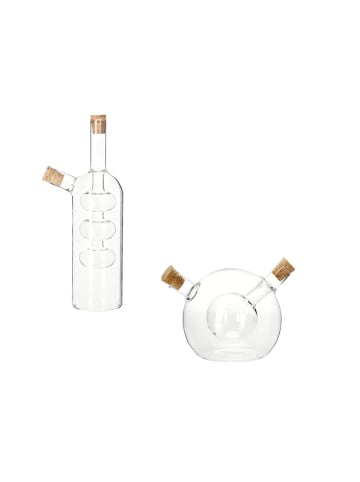 relaxdays 2-tlg. Essig-Öl-Flaschen-Set in Transparent