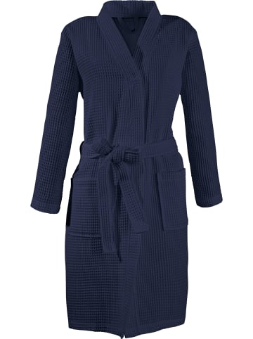 Erwin Müller Piqué Unisex-Bademantel kurz Hohenfels in marine