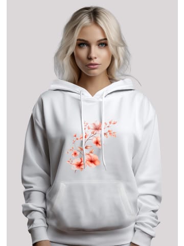 F4NT4STIC Hoodie Rosa Blumenzweig 3D in weiß