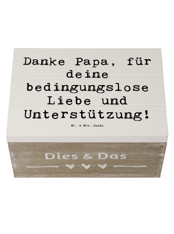 Mr. & Mrs. Panda Holzkiste Spruch Danke Papa mit Spruch in Weiß
