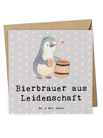 Mr. & Mrs. Panda Glückwunschkarte Bierbrauer Leidenschaft mit Sp... in Grau Pastell