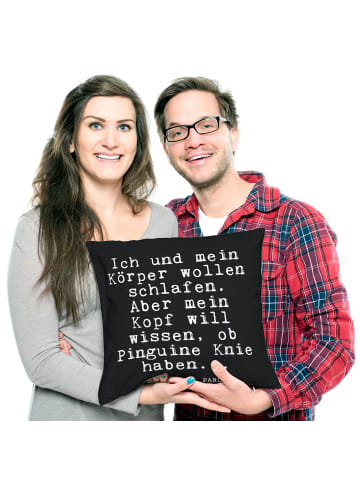 Mr. & Mrs. Panda Kopfkissen 40x40 Ich und mein Körper... mit Spruch in Schwarz