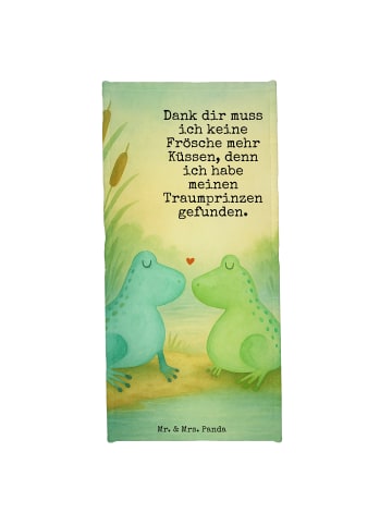 Mr. & Mrs. Panda Badetuch Frosch Liebe Design mit Spruch in Grau Pastell