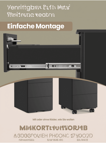 SONGMICS 3er-Set: Aktenschrank Berend in Schwarz - (B)30 x (H)54 x (T)40 cm