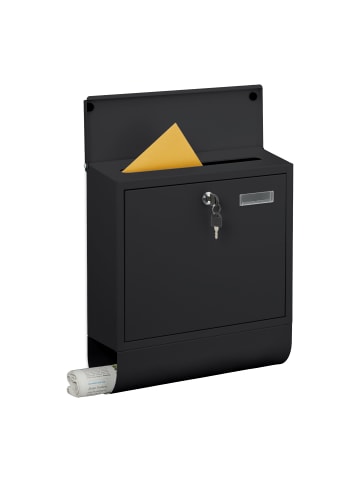 relaxdays Briefkasten mit Zeitungsfach in Schwarz