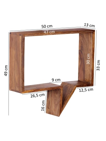 KADIMA DESIGN 2er Set Wandregale MUMBAI Massivholz Holzregal Landhaus-Stil in Massivholz