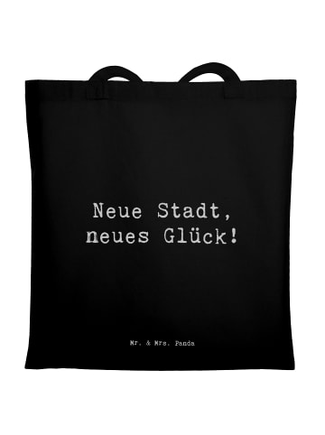 Mr. & Mrs. Panda Tote Bag Spruch Umzug neue Stadt mit Spruch in Schwarz