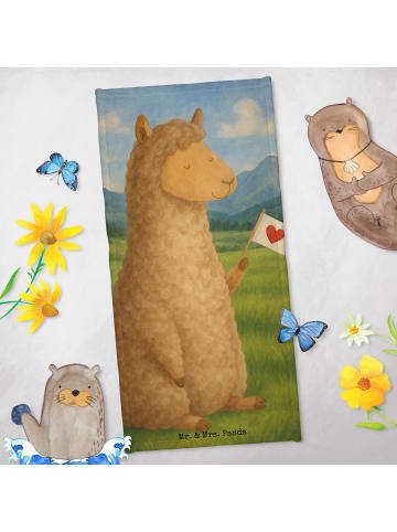 Mr. & Mrs. Panda sporthandtuch Alpaka Fahne Design ohne Spruch in Weiß