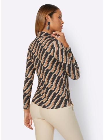 creation L Rollkragenshirt in graphit-camel-gemustert