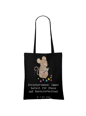 Mr. & Mrs. Panda Tasche Erzieherin Chaos mit Spruch in Schwarz