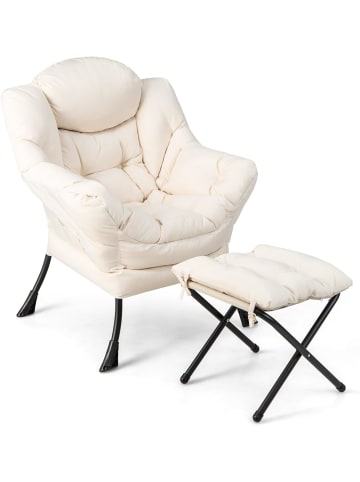 COSTWAY Relaxsessel mit Hocker in Beige