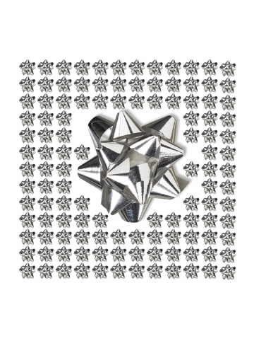 relaxdays 200 x Geschenkschleife in Silber