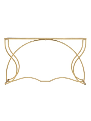 Mauro Ferretti Konsolentisch aus goldfarbenem Metall mit schwarzer Glasplatte, 130 x 40 x 75 cm