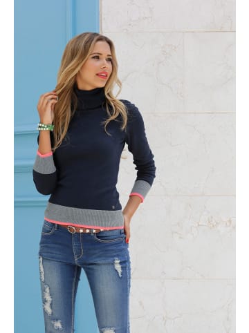 AJC Rollkragenpullover in marine-grau-coral