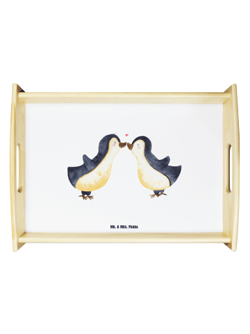 Mr. & Mrs. Panda Serviertablett Pinguin Liebe ohne Spruch in Weiß