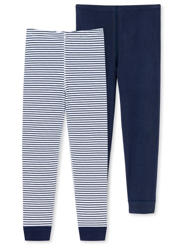 Schiesser Lange Unterhose 95/5 in dunkelblau, weiss