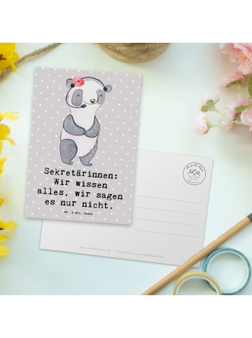 Mr. & Mrs. Panda Postkarte Sekretärin Geheimnisträgerin mit Spruch in Grau Pastell
