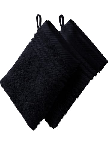 REDBEST Frottier Waschhandschuh 2er-Pack New York in schwarz