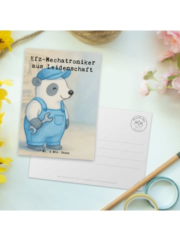 Mr. & Mrs. Panda Postkarte Kfz-Mechatroniker Leidenschaft Design... in Weiß