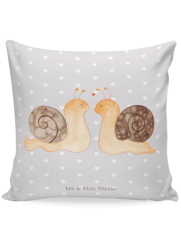 Mr. & Mrs. Panda Zierkissen Schnecken Liebe ohne Spruch in Grau Pastell