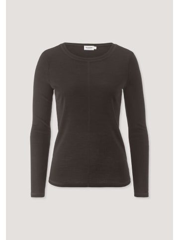 Hessnatur Hessnatur Longsleeve Slim aus Bio-Schurwolle und TENCEL™ Lyocell in kakao braun