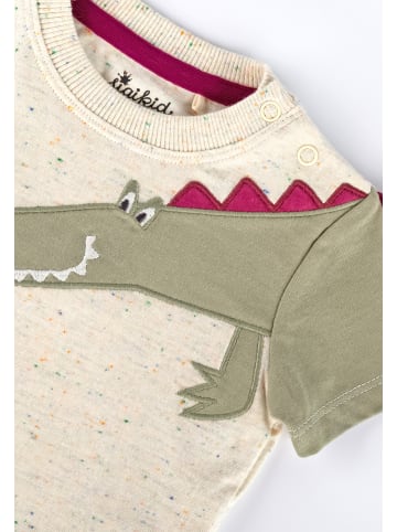 Sigikid T-Shirt Happy Crocodile in ecru bunt meliert