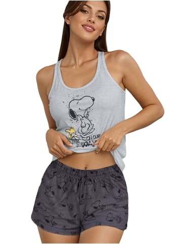 Snoopy The Peanuts Snoopy Schlafanzug Pyjama Set Tanktop Oberteil in Mehrfarbig