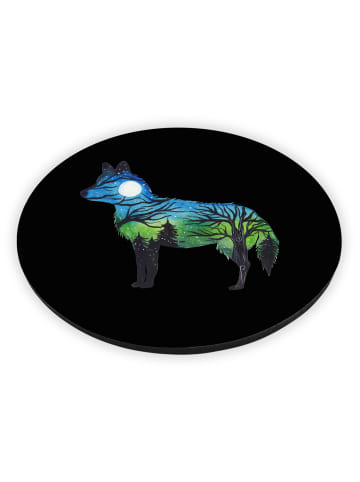 Mr. & Mrs. Panda Rund Magnet Fuchs Landschaft mit Spruch in Bunt