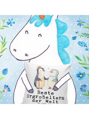 Mr. & Mrs. Panda Zierkissen Pinguin Beste Urgroßeltern der Welt ... in Weiß