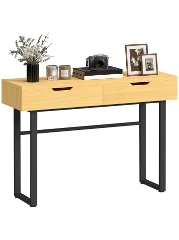 HOMCOM Konsolentisch-110L x 35B x 76,5H cm-Naturholz