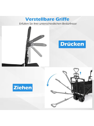 COSTWAY Bollerwagen faltbar mit Dach in Schwarz